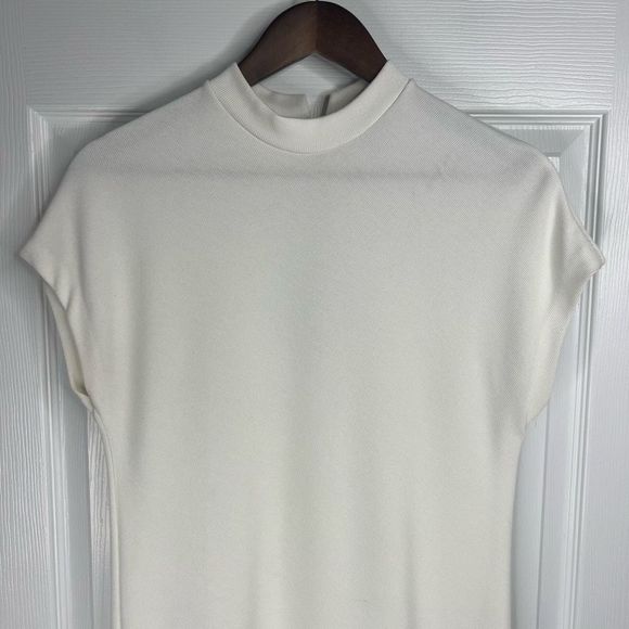 Massimo Dutti White Dolman Sleeve Keyhole Back Ribbed Shift Dress Size XS - Picture 3 of 15